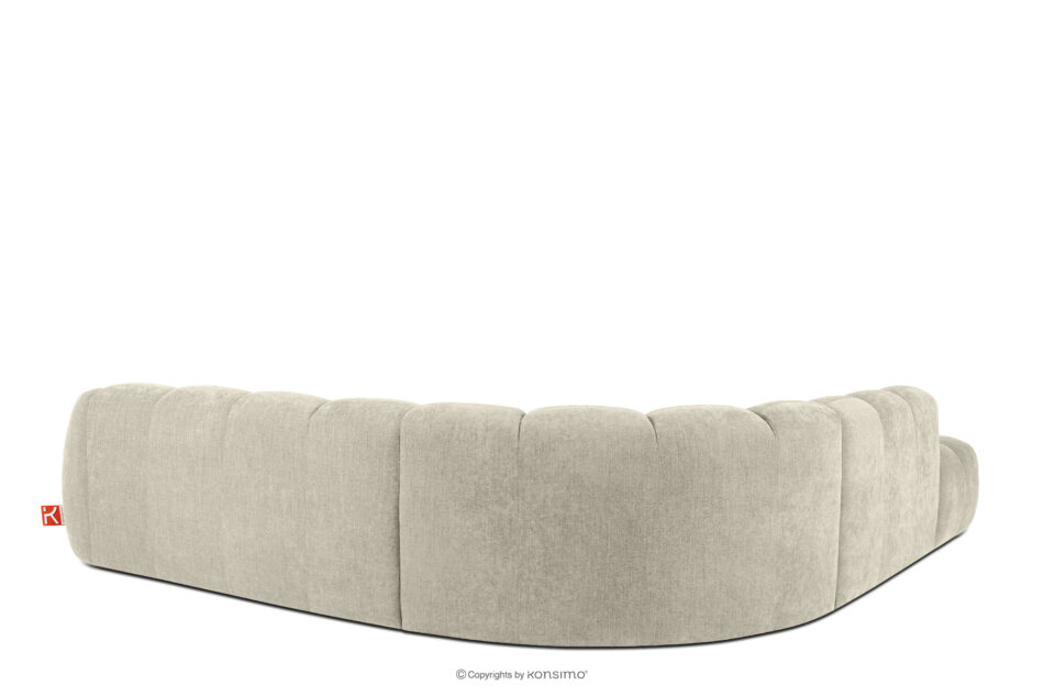 FLAVA Duży pikowany narożnik modułowy w stylu retro modern lewy ecru ecru - zdjęcie 3