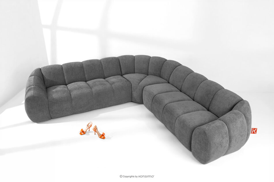 FLAVA Modułowy narożnik w stylu modern retro prawy/lewy popielaty popielaty - zdjęcie 1