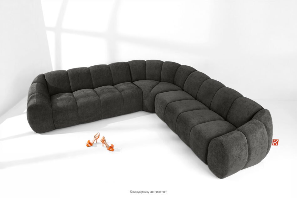 FLAVA Modułowy narożnik w stylu modern retro prawy/lewy grafitowy grafitowy - zdjęcie 1