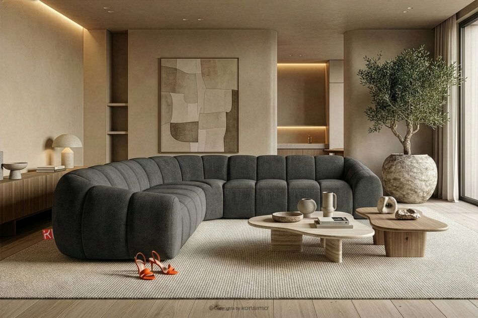 FLAVA Modułowy narożnik w stylu modern retro prawy/lewy grafitowy grafitowy - zdjęcie 9