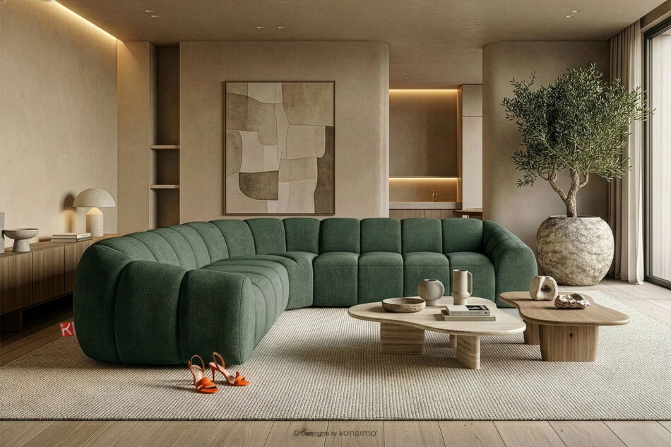 FLAVA Modułowy narożnik w stylu modern retro prawy/lewy ciemny zielony ciemny zielony - zdjęcie 9