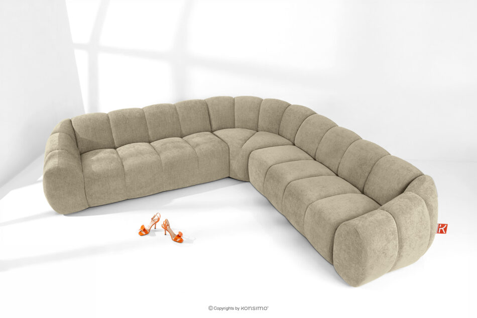 FLAVA Modułowy narożnik w stylu modern retro prawy/lewy piaskowy piaskowy - zdjęcie 1