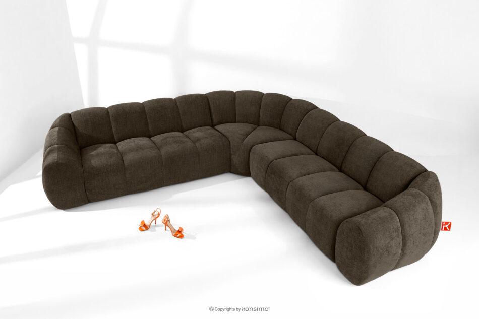 FLAVA Modułowy narożnik w stylu modern retro prawy/lewy brązowy brązowy - zdjęcie 1