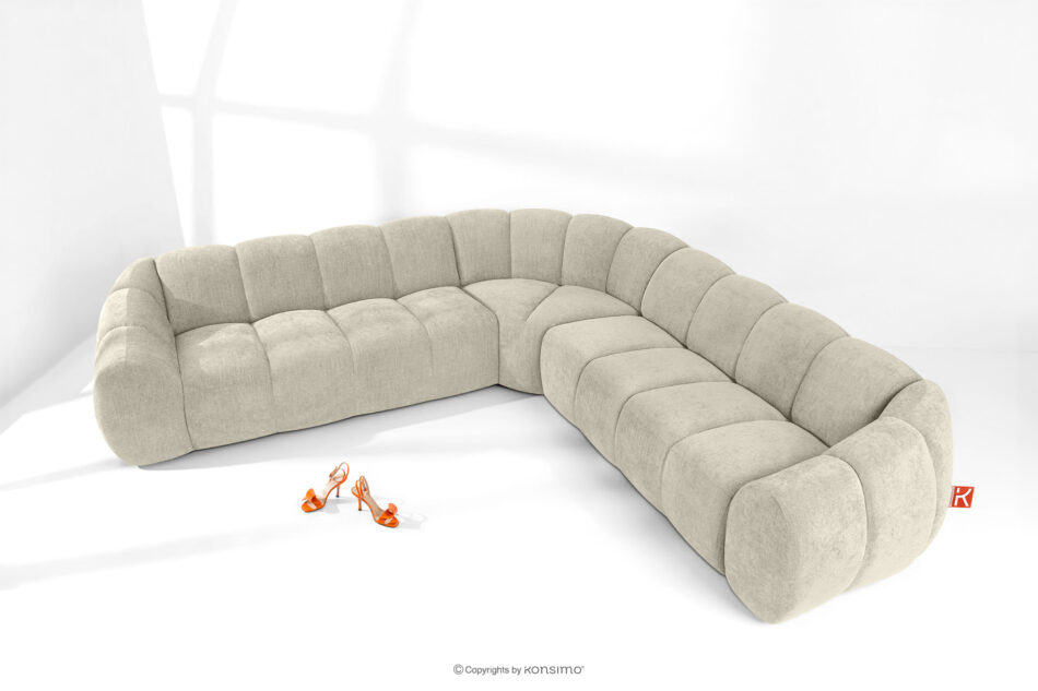 FLAVA Modułowy narożnik w stylu modern retro prawy/lewy ecru ecru - zdjęcie 1