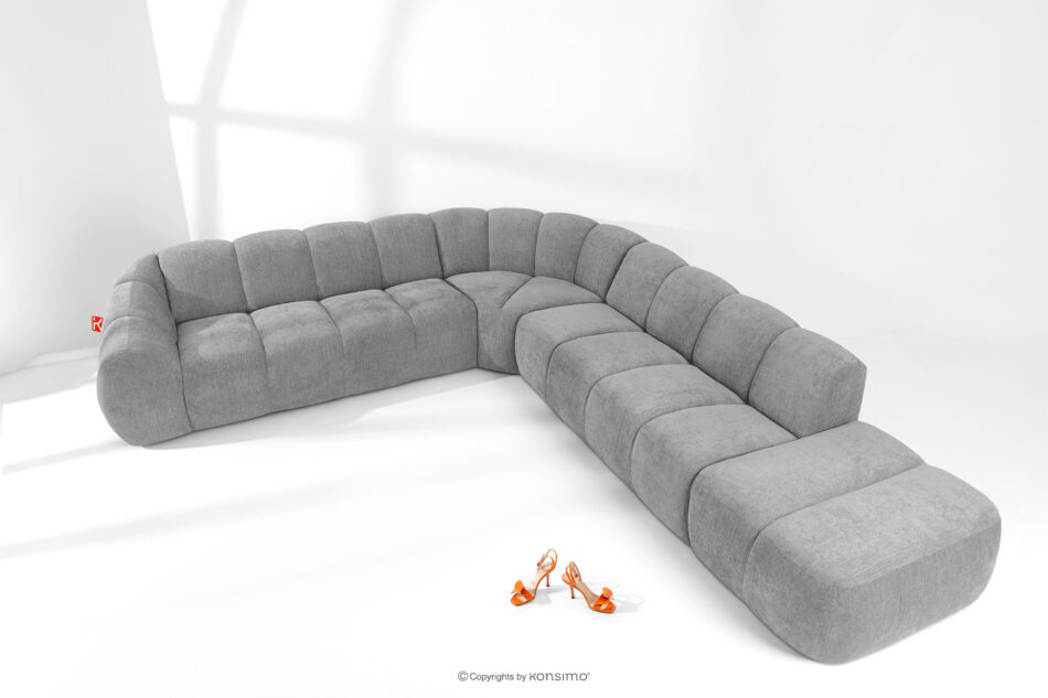 FLAVA Modułowy narożnik curve w stylu retro modern prawy jasny popielaty jasny popielaty - zdjęcie 1