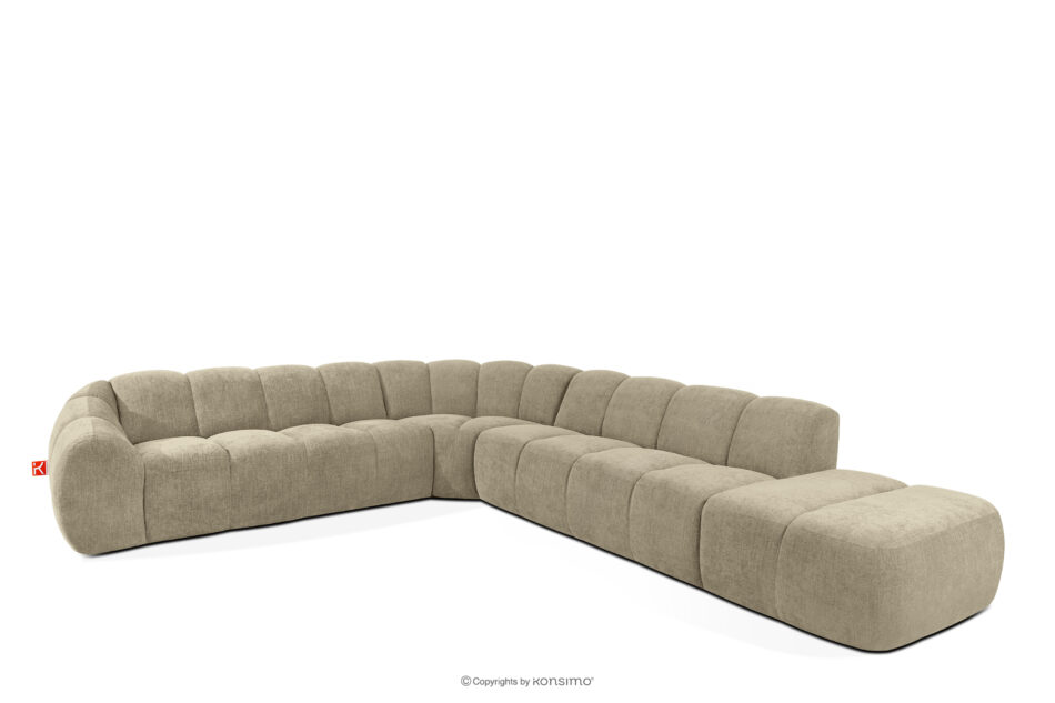 FLAVA Modułowy narożnik curve w stylu retro modern prawy piaskowy piaskowy - zdjęcie 2