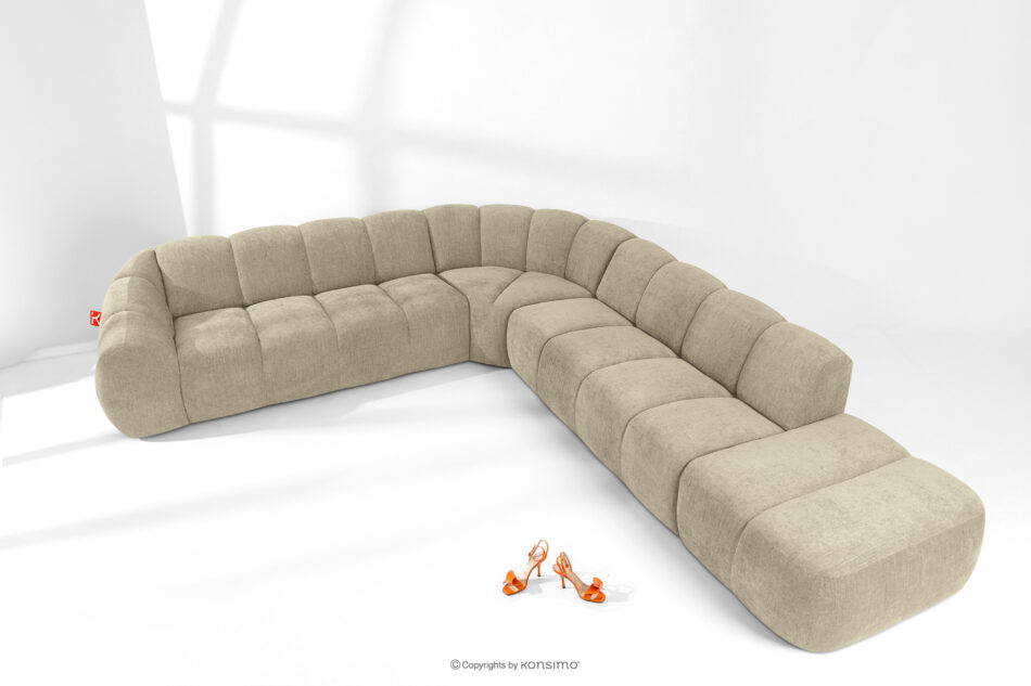 FLAVA Modułowy narożnik curve w stylu retro modern prawy piaskowy piaskowy - zdjęcie 1