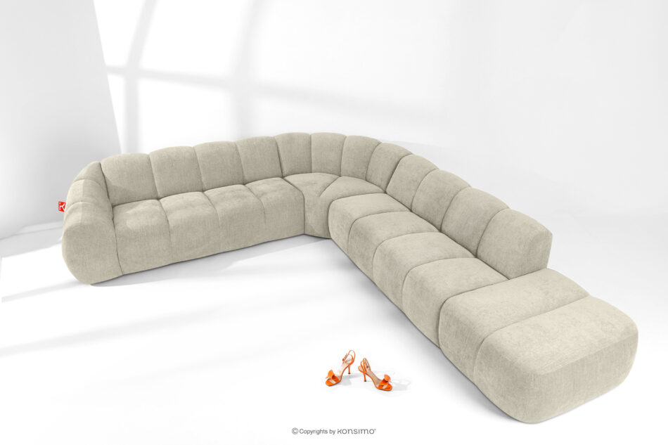 FLAVA Modułowy narożnik curve w stylu retro modern prawy ecru ecru - zdjęcie 1