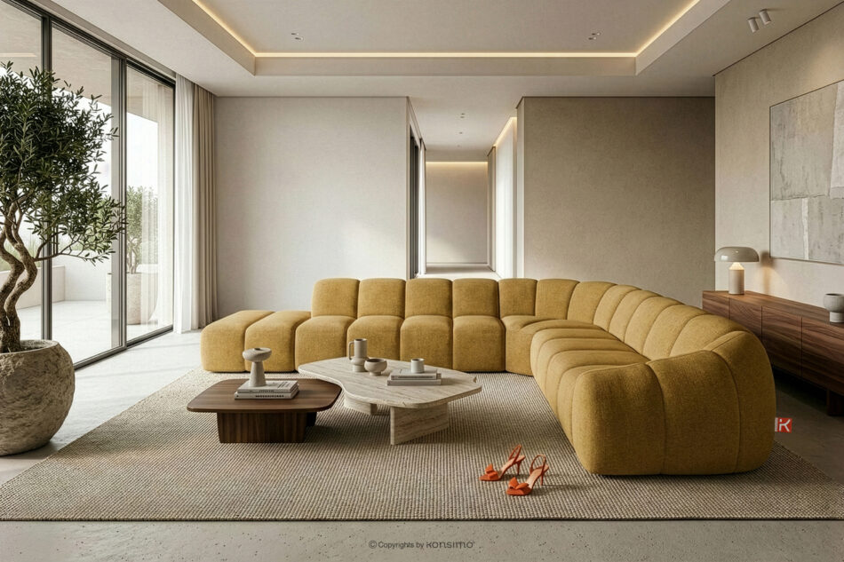 FLAVA Modułowy narożnik curve w stylu retro modern lewy miodowy miodowy - zdjęcie 10