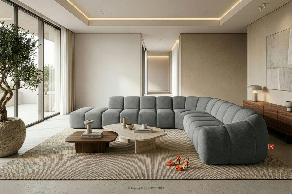 FLAVA Modułowy narożnik curve w stylu retro modern lewy popielaty popielaty - zdjęcie 10