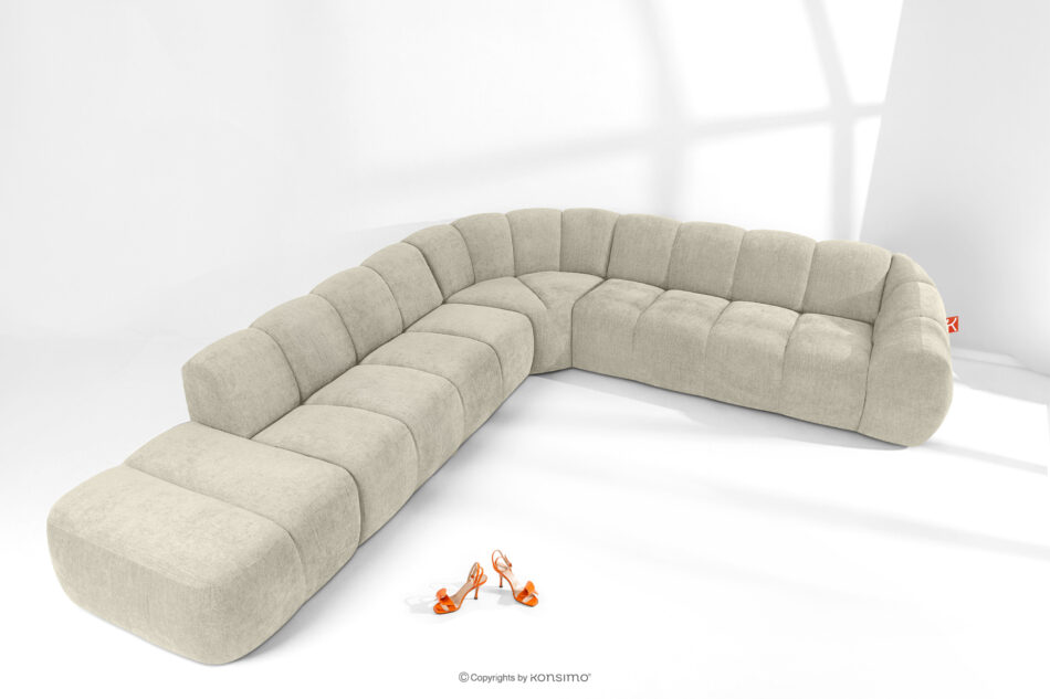 FLAVA Modułowy narożnik curve w stylu retro modern lewy ecru ecru - zdjęcie 1