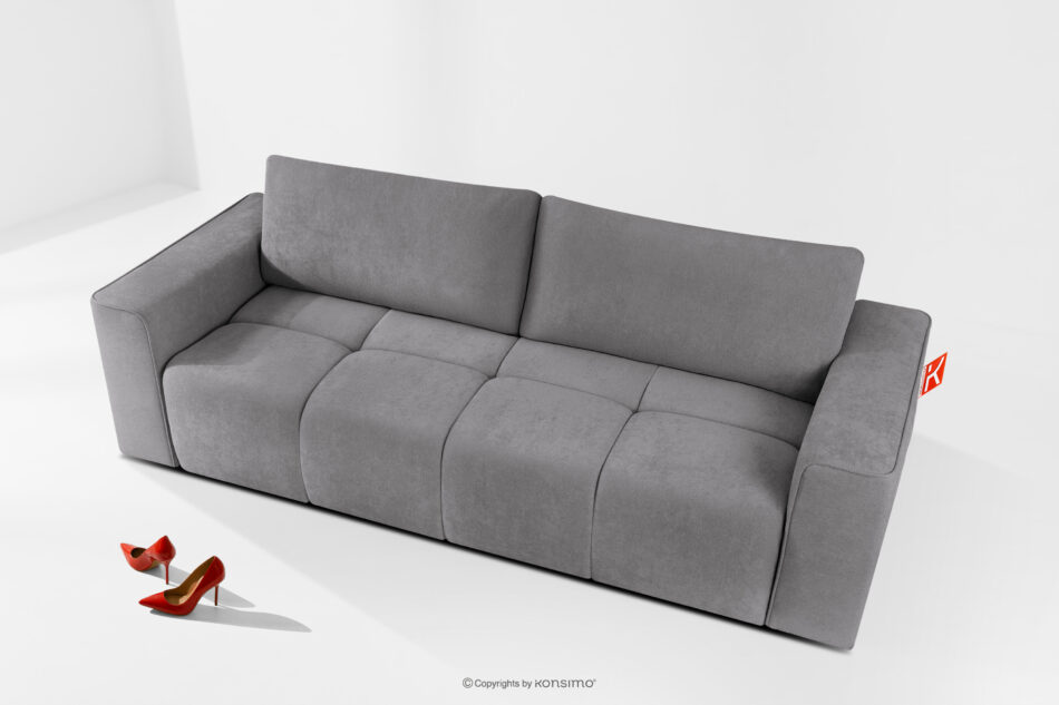 LIGULA Nowoczesna sofa rozkładana w tkaninie szenilowej jasny szary jasny szary - zdjęcie 1