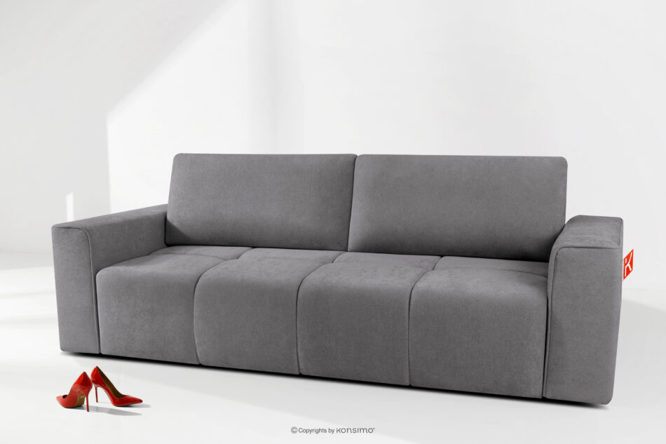 LIGULA Nowoczesna sofa rozkładana w tkaninie szenilowej jasny szary jasny szary - zdjęcie 14