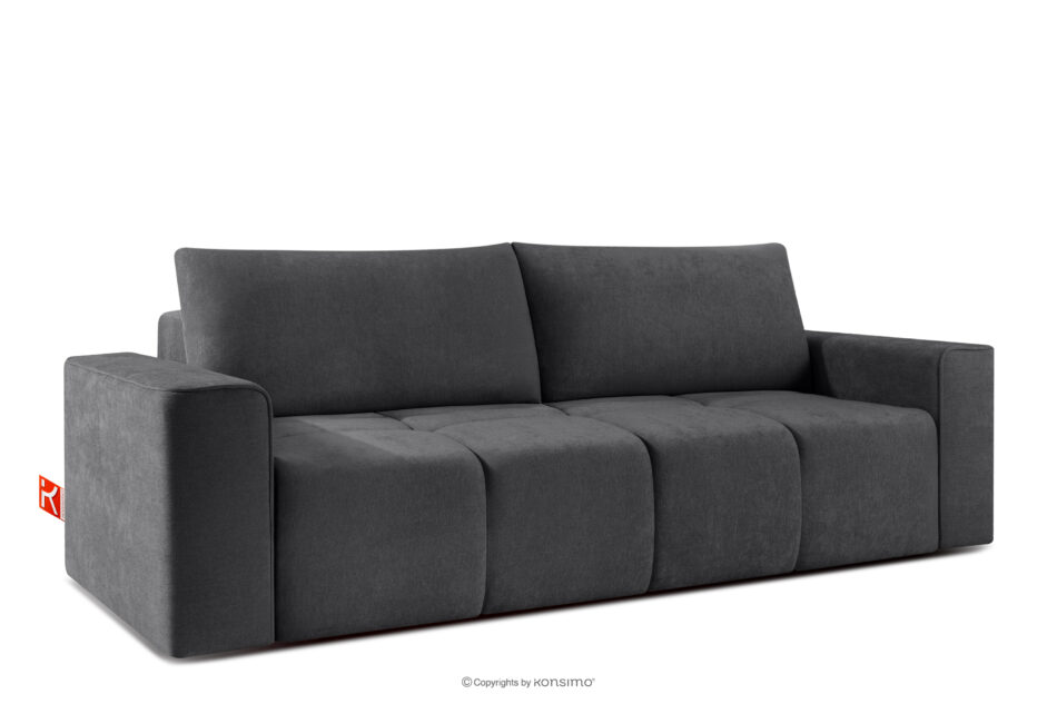 LIGULA Nowoczesna sofa rozkładana w tkaninie szenilowej ciemny szary ciemny szary - zdjęcie 2