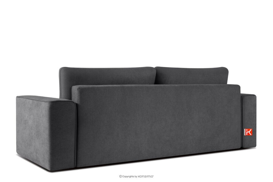 LIGULA Nowoczesna sofa rozkładana w tkaninie szenilowej ciemny szary ciemny szary - zdjęcie 3