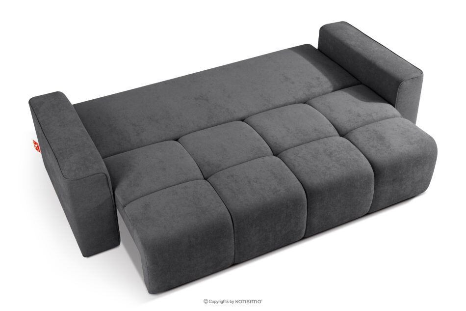 LIGULA Nowoczesna sofa rozkładana w tkaninie szenilowej ciemny szary ciemny szary - zdjęcie 4
