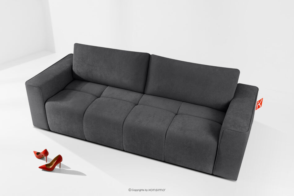 LIGULA Nowoczesna sofa rozkładana w tkaninie szenilowej ciemny szary ciemny szary - zdjęcie 1
