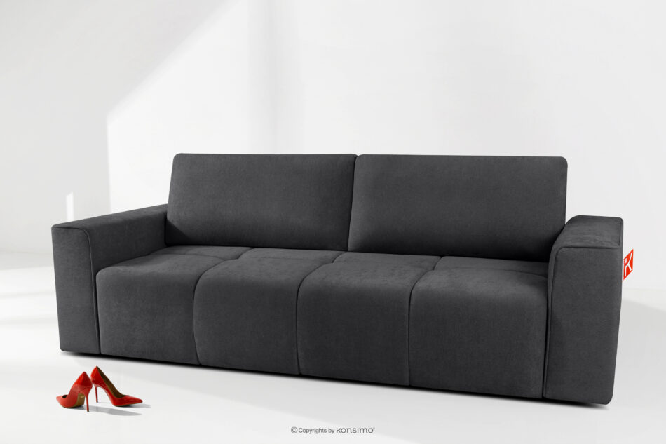 LIGULA Nowoczesna sofa rozkładana w tkaninie szenilowej ciemny szary ciemny szary - zdjęcie 14