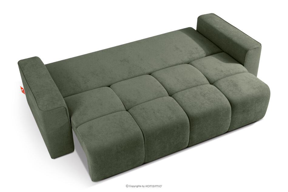 LIGULA Nowoczesna sofa rozkładana w tkaninie szenilowej ciemny zielony ciemny zielony - zdjęcie 4