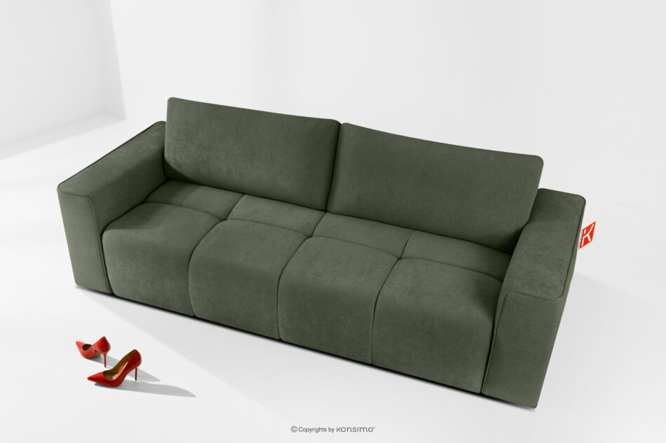 LIGULA Nowoczesna sofa rozkładana w tkaninie szenilowej ciemny zielony ciemny zielony - zdjęcie 1