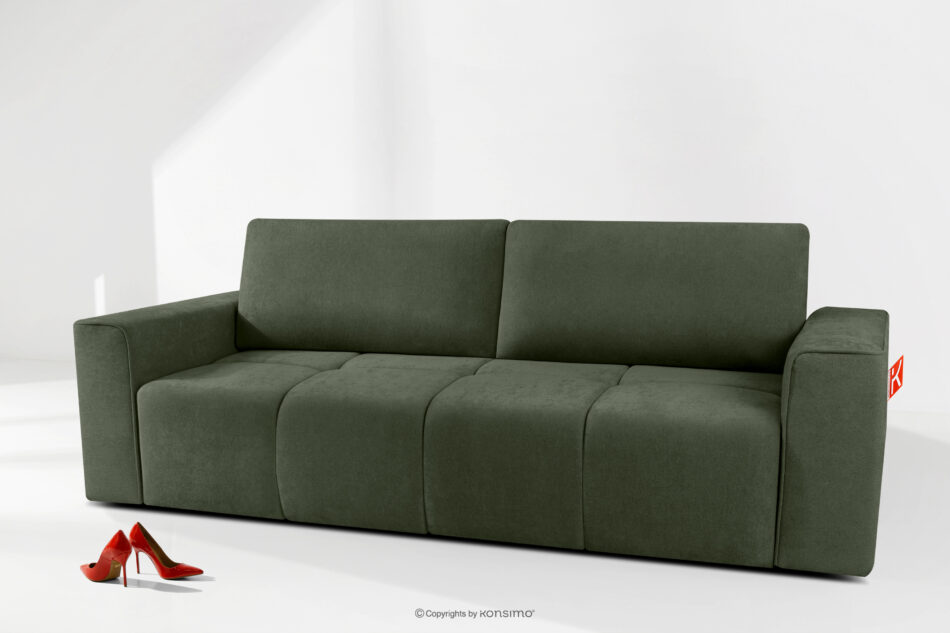 LIGULA Nowoczesna sofa rozkładana w tkaninie szenilowej ciemny zielony ciemny zielony - zdjęcie 14