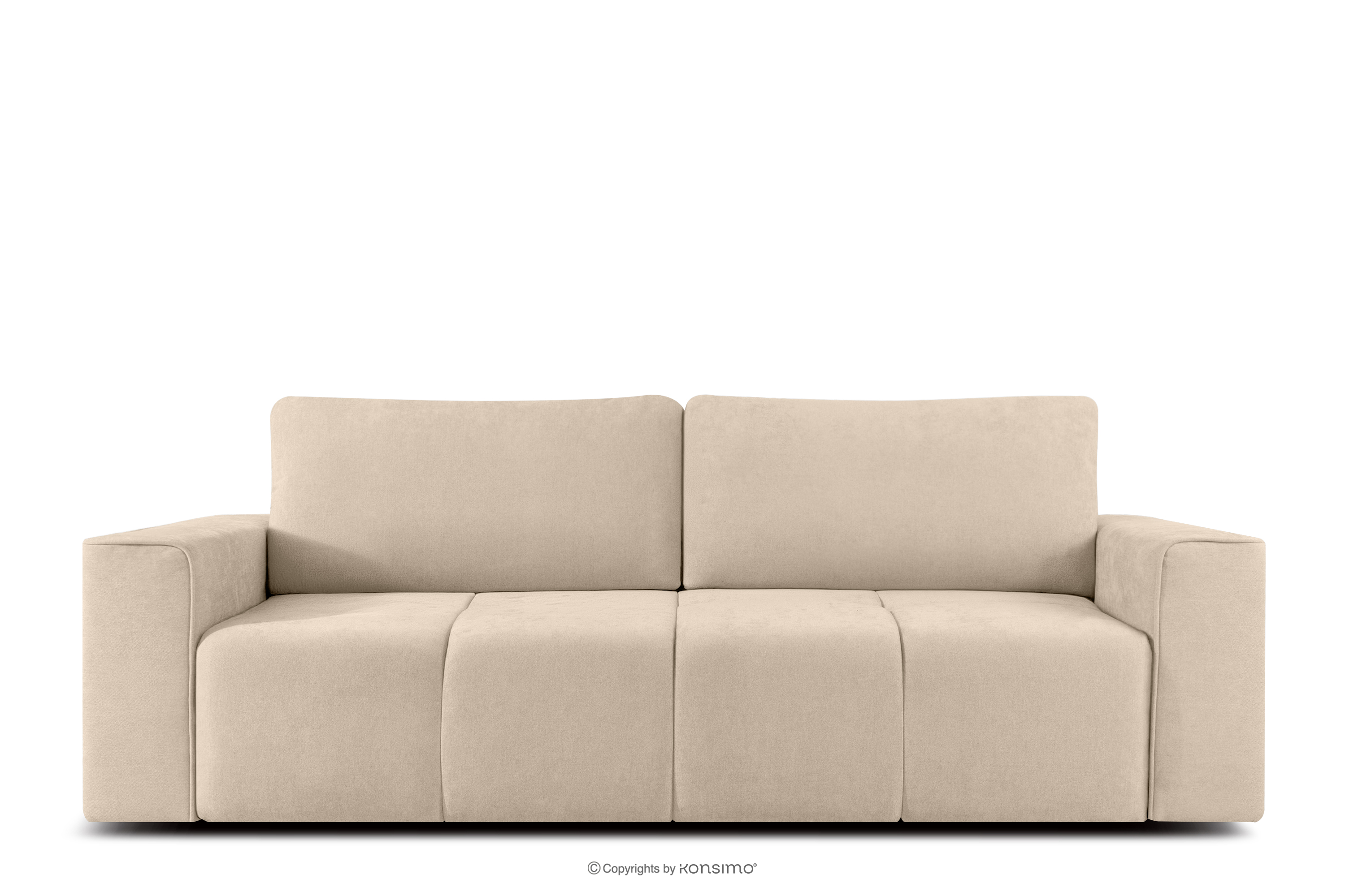 Nowoczesna sofa rozkładana w tkaninie szenilowej jasny beżowy