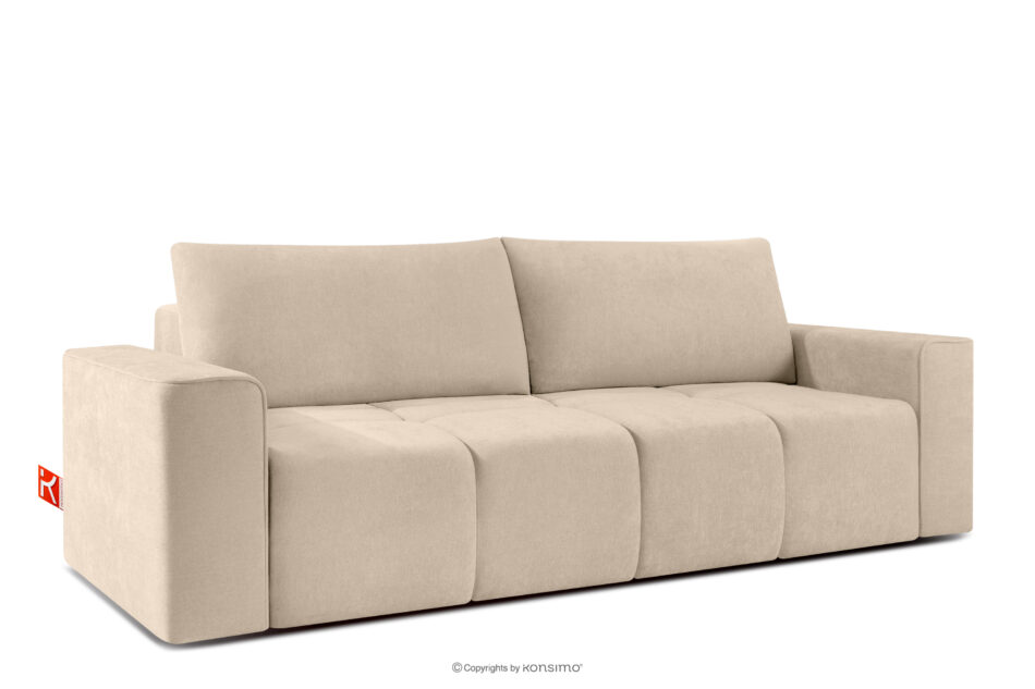 LIGULA Nowoczesna sofa rozkładana w tkaninie szenilowej jasny beżowy jasny beżowy - zdjęcie 2