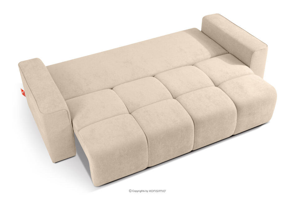 LIGULA Nowoczesna sofa rozkładana w tkaninie szenilowej jasny beżowy jasny beżowy - zdjęcie 4
