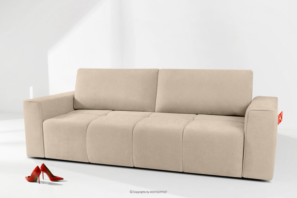 LIGULA Nowoczesna sofa rozkładana w tkaninie szenilowej jasny beżowy jasny beżowy - zdjęcie 14