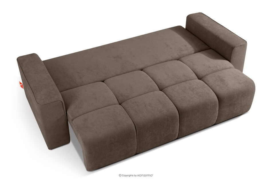 LIGULA Nowoczesna sofa rozkładana w tkaninie szenilowej brązowy brązowy - zdjęcie 4