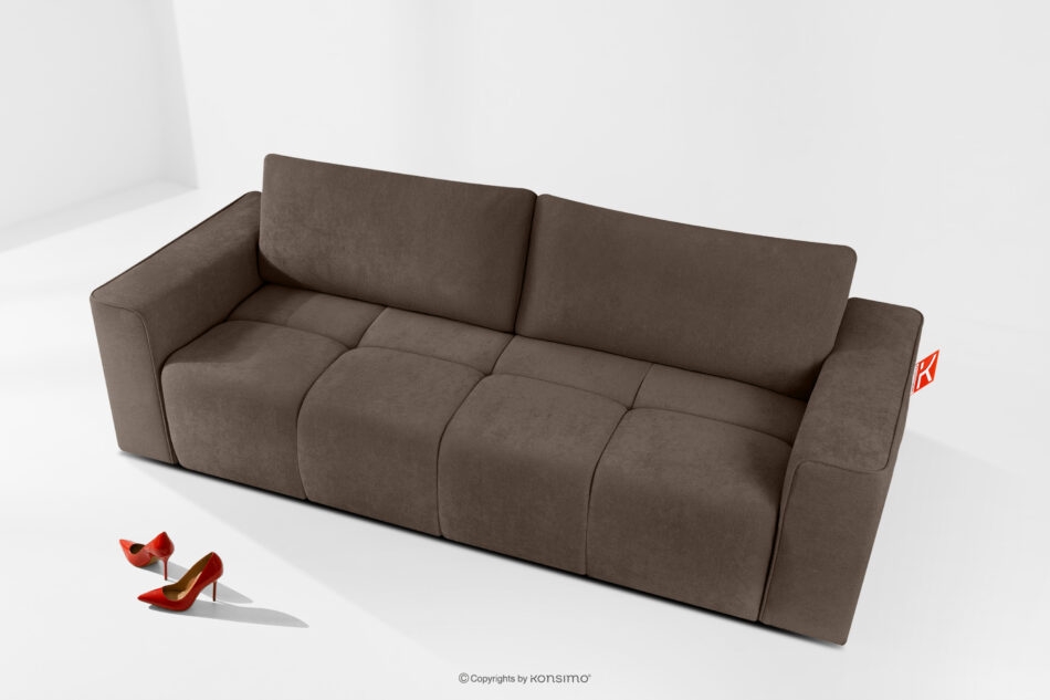 LIGULA Nowoczesna sofa rozkładana w tkaninie szenilowej brązowy brązowy - zdjęcie 1