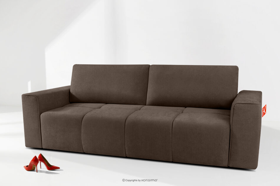 LIGULA Nowoczesna sofa rozkładana w tkaninie szenilowej brązowy brązowy - zdjęcie 14