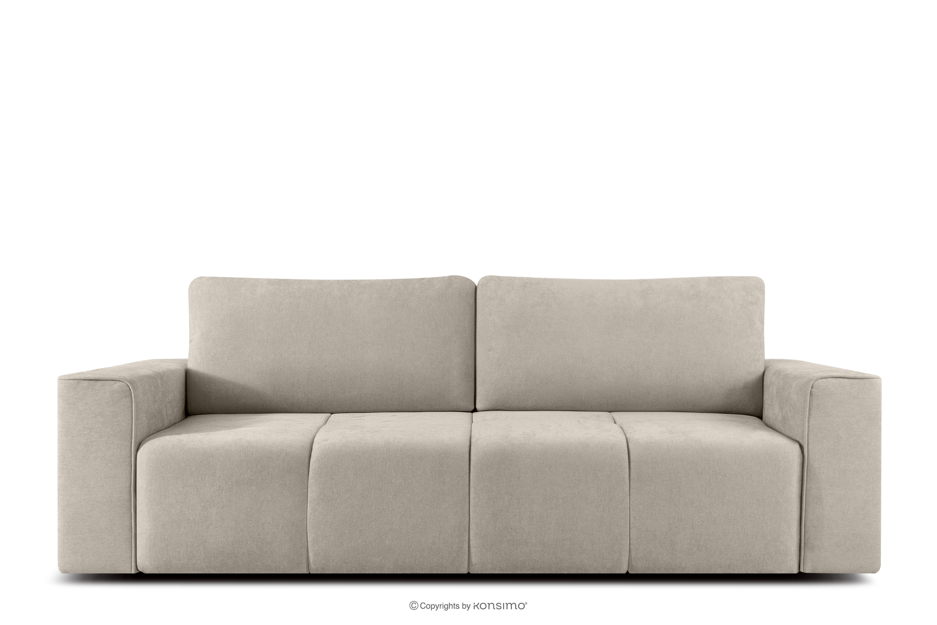 Nowoczesna sofa rozkładana w tkaninie szenilowej szarobeżowy