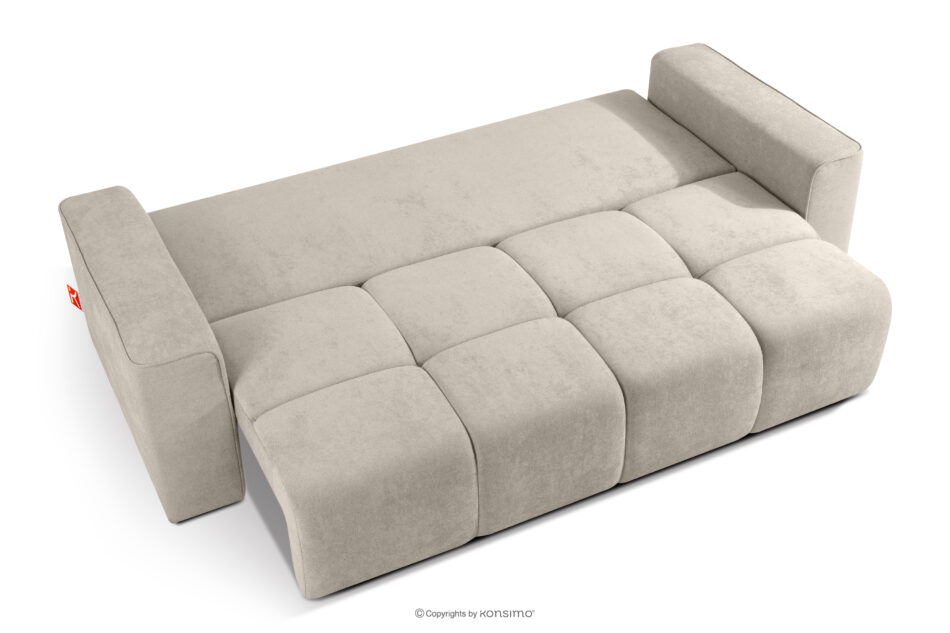 LIGULA Nowoczesna sofa rozkładana w tkaninie szenilowej szarobeżowy szarobeżowy - zdjęcie 4