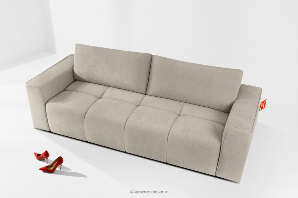 LIGULA Nowoczesna sofa rozkładana w tkaninie szenilowej szarobeżowy szarobeżowy - zdjęcie 1