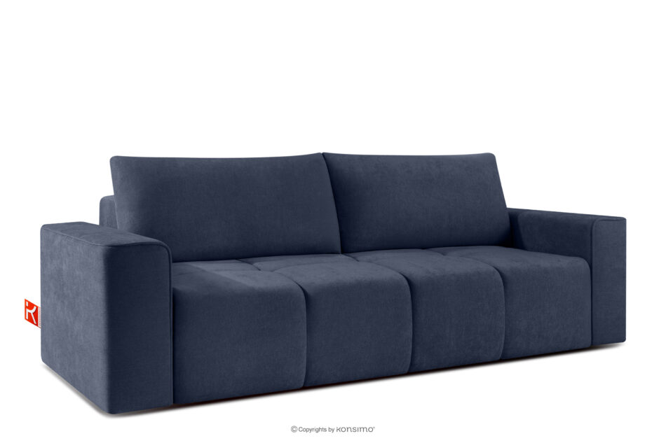 LIGULA Nowoczesna sofa rozkładana w tkaninie szenilowej granatowy granatowy - zdjęcie 2
