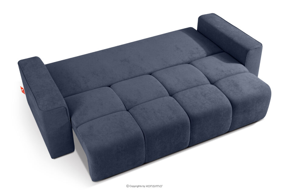 LIGULA Nowoczesna sofa rozkładana w tkaninie szenilowej granatowy granatowy - zdjęcie 4