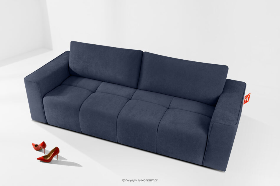 LIGULA Nowoczesna sofa rozkładana w tkaninie szenilowej granatowy granatowy - zdjęcie 1