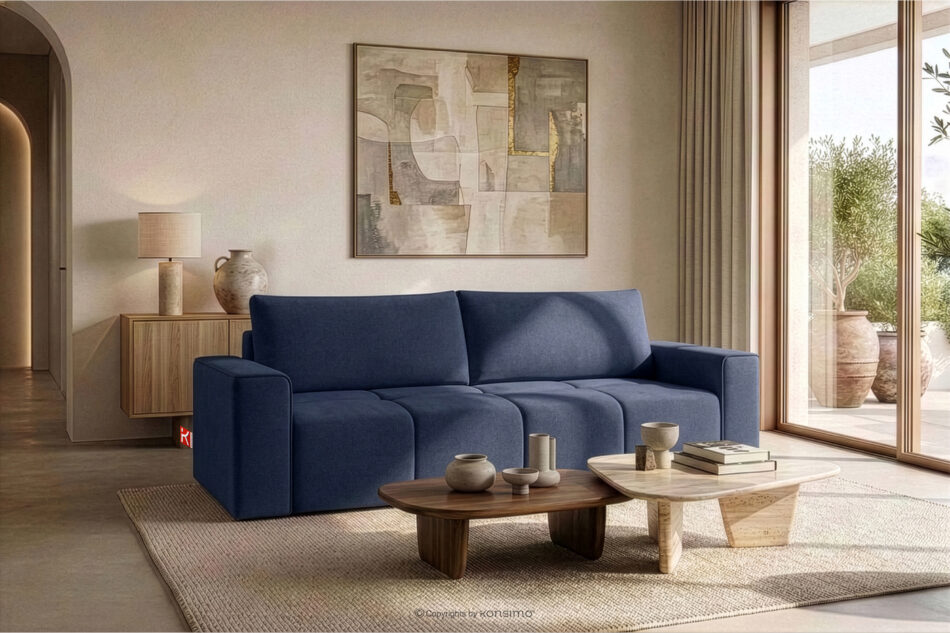 LIGULA Nowoczesna sofa rozkładana w tkaninie szenilowej granatowy granatowy - zdjęcie 15