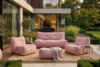 LOVIA Wygodna sofa ogrodowa w tkaninie plecionej outdoorowej czerwony/biały czerwony/biały - zdjęcie 2