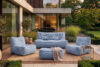 LOVIA Komplet mebli ogrodowych sofa fotel puf w tkaninie plecionej outdoorowej granatowy/biały granatowy/biały - zdjęcie 2