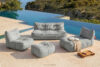 LOVIA Meble ogrodowe sofa fotel szezlong puf tkanina pleciona outdoorowa czarny/biały czarny/biały - zdjęcie 2