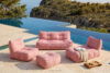 LOVIA Meble ogrodowe sofa fotel szezlong puf tkanina pleciona outdoorowa czerwony/biały czerwony/biały - zdjęcie 2