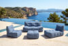 LOVIA Meble ogrodowe sofa fotel szezlong puf tkanina pleciona outdoorowa granatowy/biały granatowy/biały - zdjęcie 2