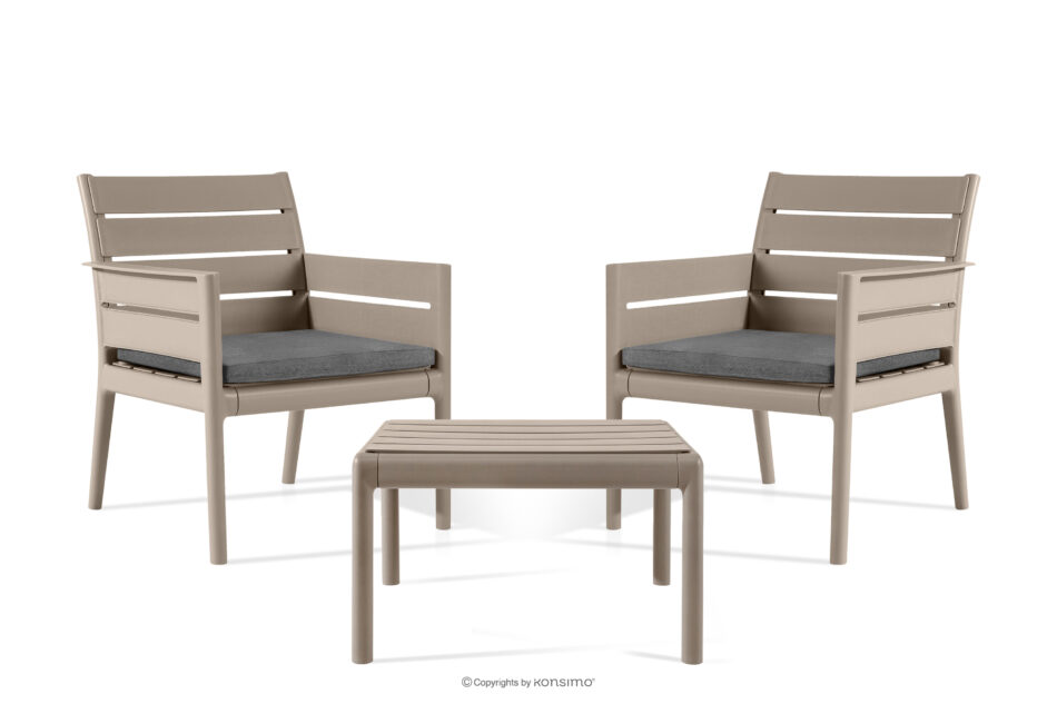 MITTU Zestaw mebli ogrodowych polipropylen 2x krzesło, stolik kawowy beżowy/brązowy beżowy/brązowy - zdjęcie 2