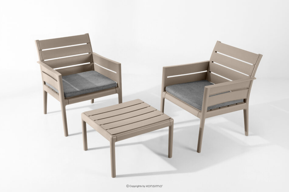 MITTU Zestaw mebli ogrodowych polipropylen 2x krzesło, stolik kawowy beżowy/brązowy beżowy/brązowy - zdjęcie 20