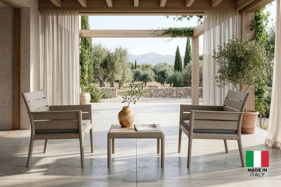 MITTU Zestaw mebli ogrodowych polipropylen 2x krzesło, stolik kawowy beżowy/brązowy beżowy/brązowy - zdjęcie 1