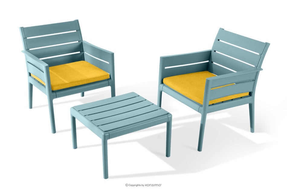 MITTU Zestaw mebli na taras polipropylen 2x krzesło, stolik kawowy miętowy/żółty miętowy/żółty - zdjęcie 0