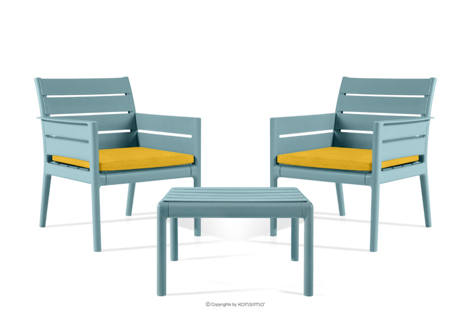 MITTU Zestaw mebli na taras polipropylen 2x krzesło, stolik kawowy miętowy/żółty miętowy/żółty - zdjęcie 2