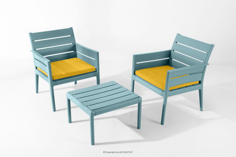 MITTU Zestaw mebli na taras polipropylen 2x krzesło, stolik kawowy miętowy/żółty miętowy/żółty - zdjęcie 20